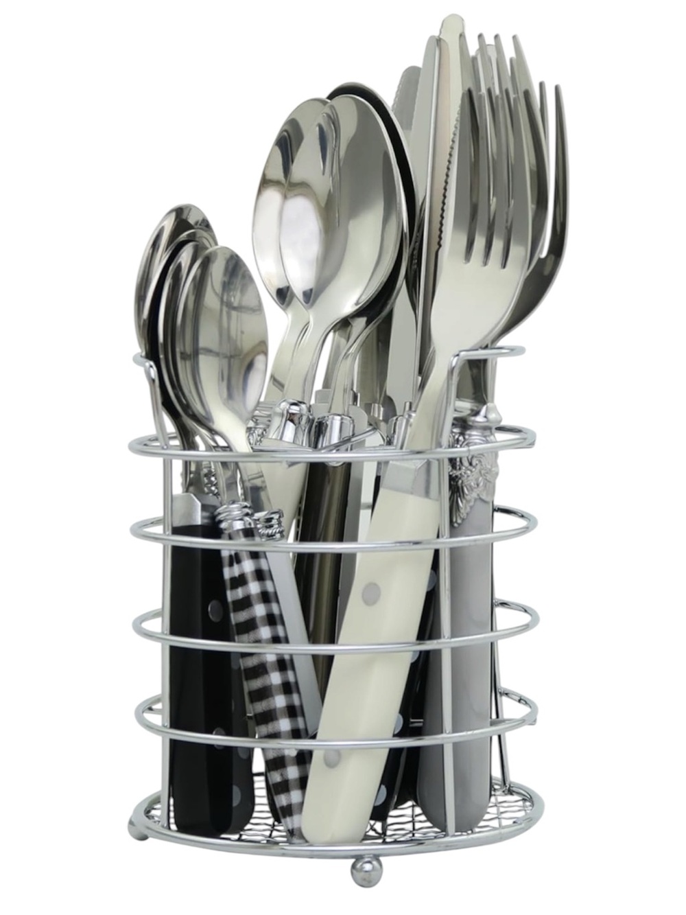 Brink House Eclectic Black & White Silverware Set 16pc- NEW